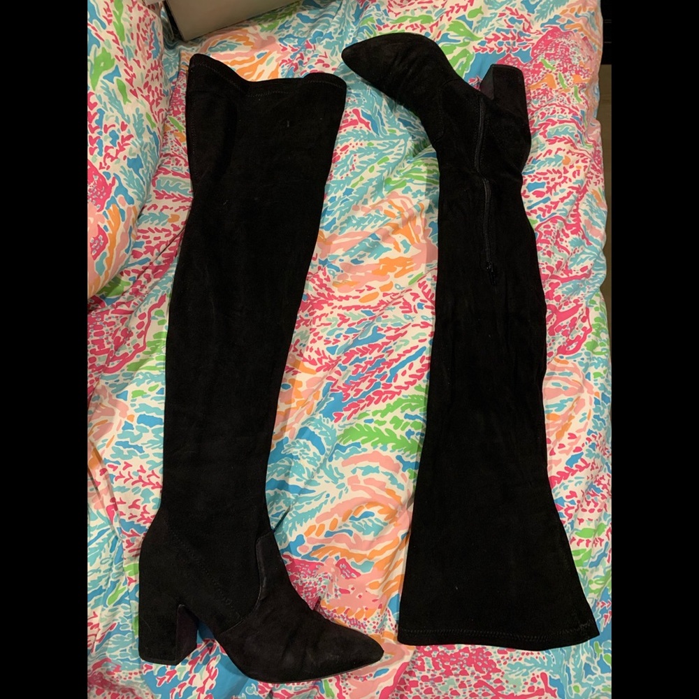 Steve Madden Black Suede Over The Knee Boots